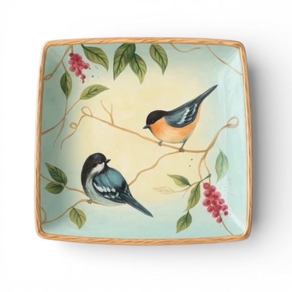 Cracker Barrel Other - Crackle Barrel Nature Walk Plate Susan Winget Square Appetizer Birds Wall Decor